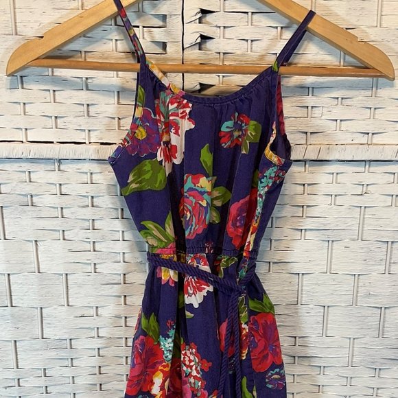 👣 5/$25 - Purple Multicolored Floral Print Sundress w/ Ruffle Hem - Picture 1 of 2